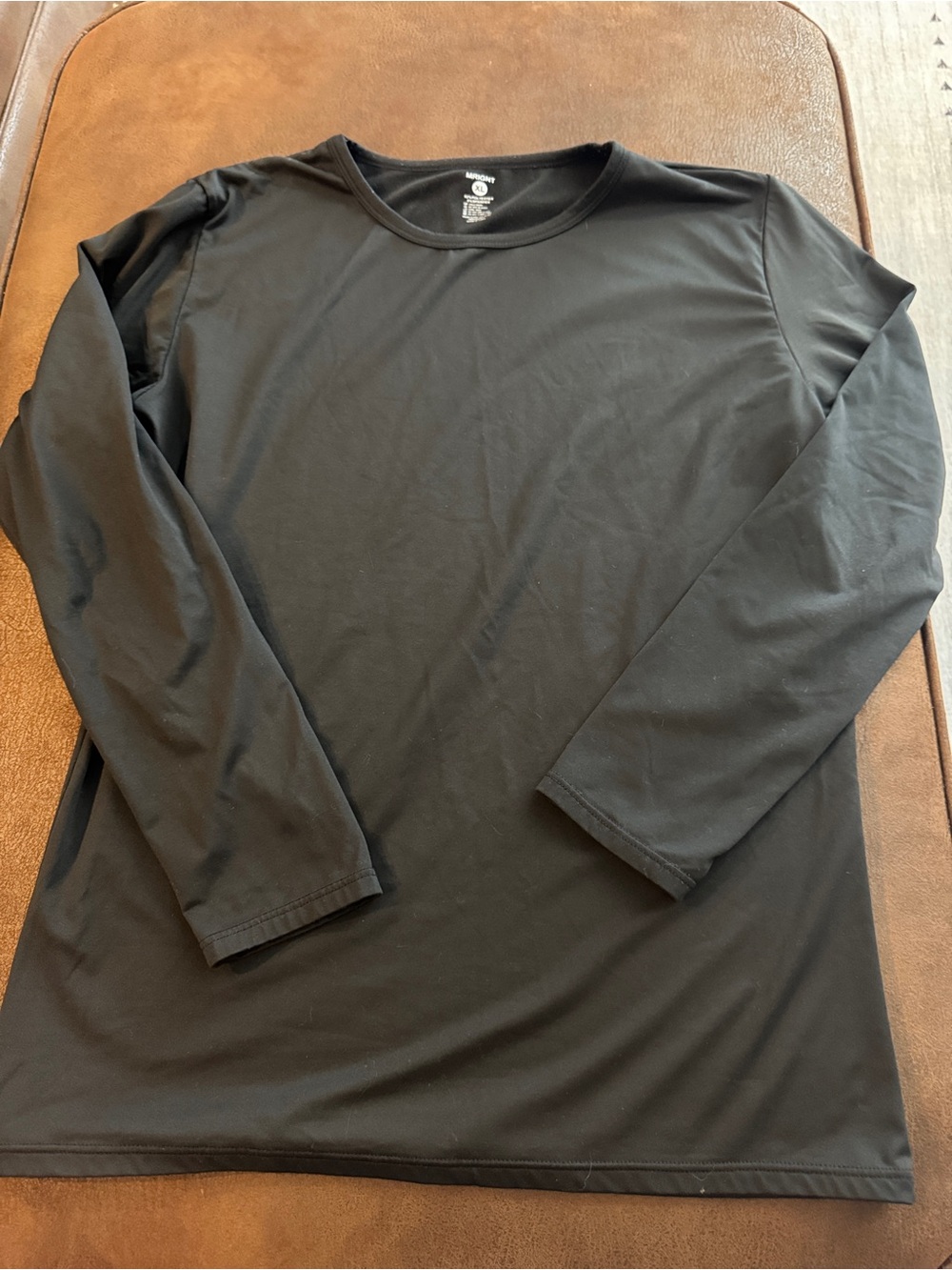 Men's Long-Sleeve Fleece Lined Crew Neck Performance Shirt - Black